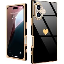 for iPhone 16 Plus Case Rectangle Cute Love Heart Pattern, Black