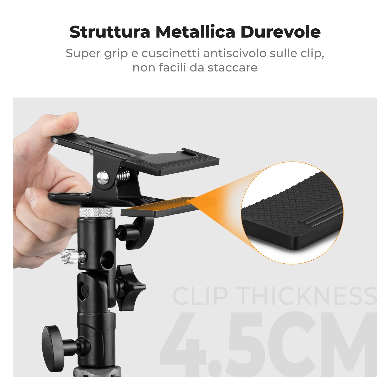 K&F CONCEPT Supporto per metallo resistente per impieghi gravosi Staffa per riflettore Fotografia, supporto per riflettore di accordabile 180 °&360°per sfondo flash, adattatore a vite da 1/4-3/8