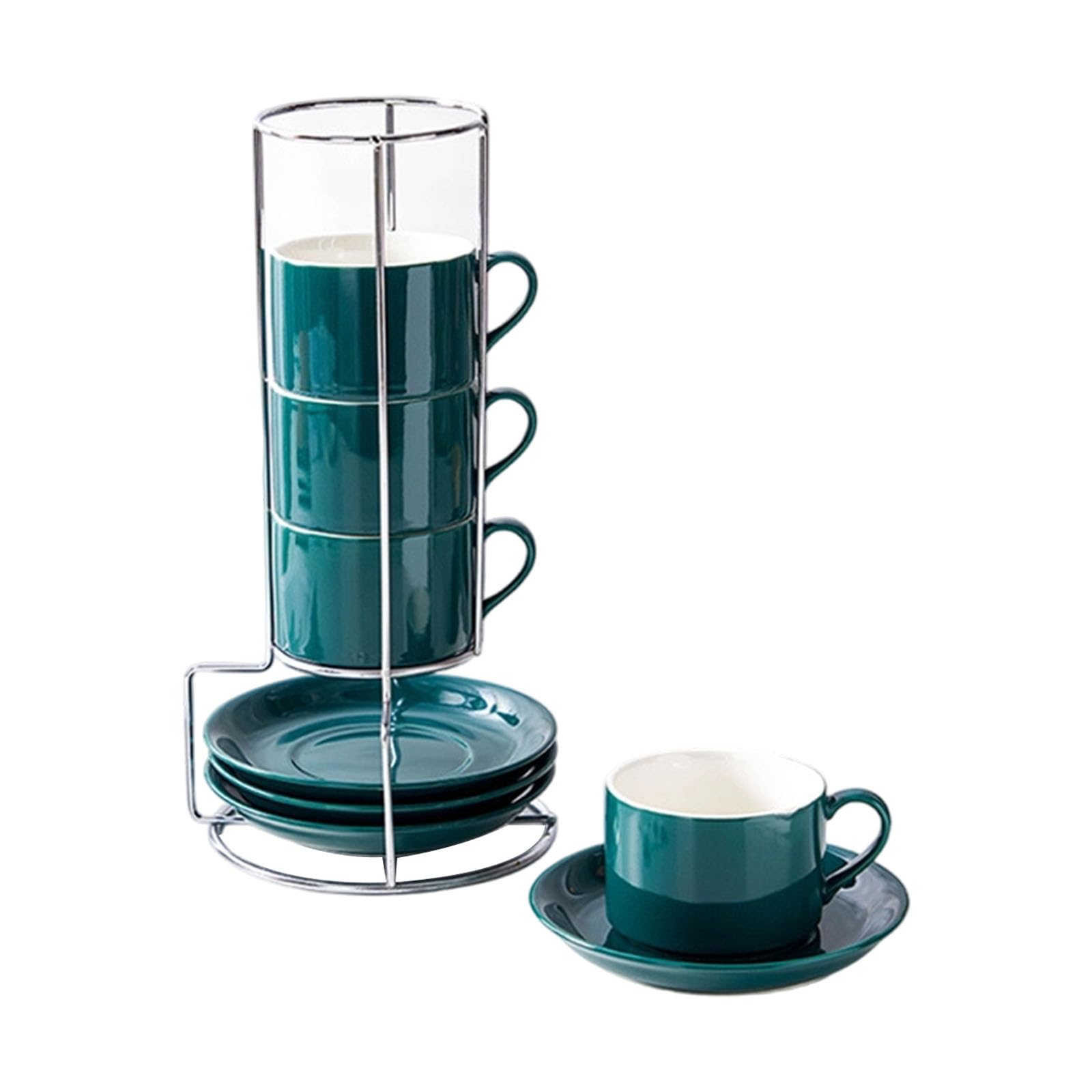 Set Tazze e Piatti in Ceramica Verde Adatti 8OZ Sostanza Non mortale Sedicicento Bevande Calde e Fredde Set Bevande Ideali per l'uso Quotidiano in Ufficio
