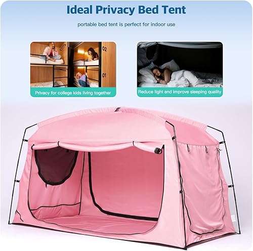 Miniatura 8 de Bed Tent,Portable Privacy Sleeping Bed Canopy,Blackout 90% Drapes for Kids and Adult,Indoor Space Tent with Breathable Large Mesh Windows