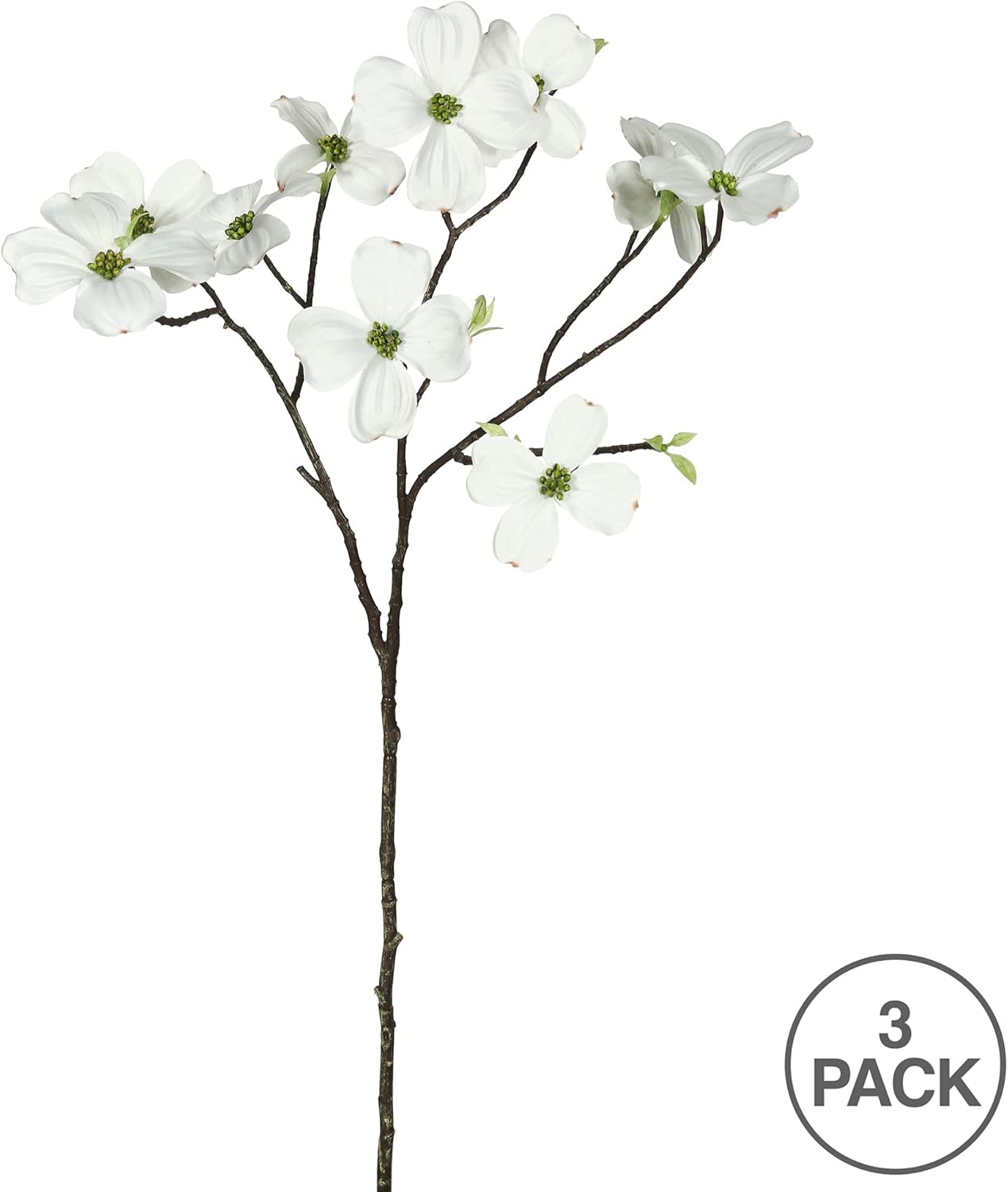 Vickerman 28" Artificial White Dogwood Stem, Set of 3