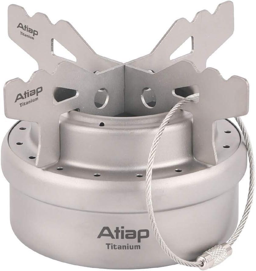 Wood Burning Alcohol Stove Titanium Portable Grill Stove with Carring Bag Lightweight for Picnic BBQ Camping Hiking