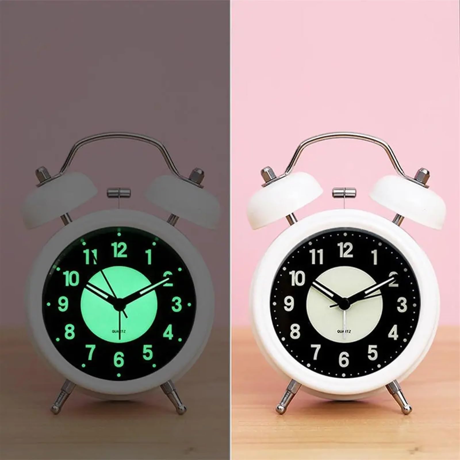 Despertador analógico luminoso, despertador retro de mesa, despertador de escritorio, funciona con pilas, con luz de fondo, fuerte para personas que duermen profundamente, despertadores para dorm
