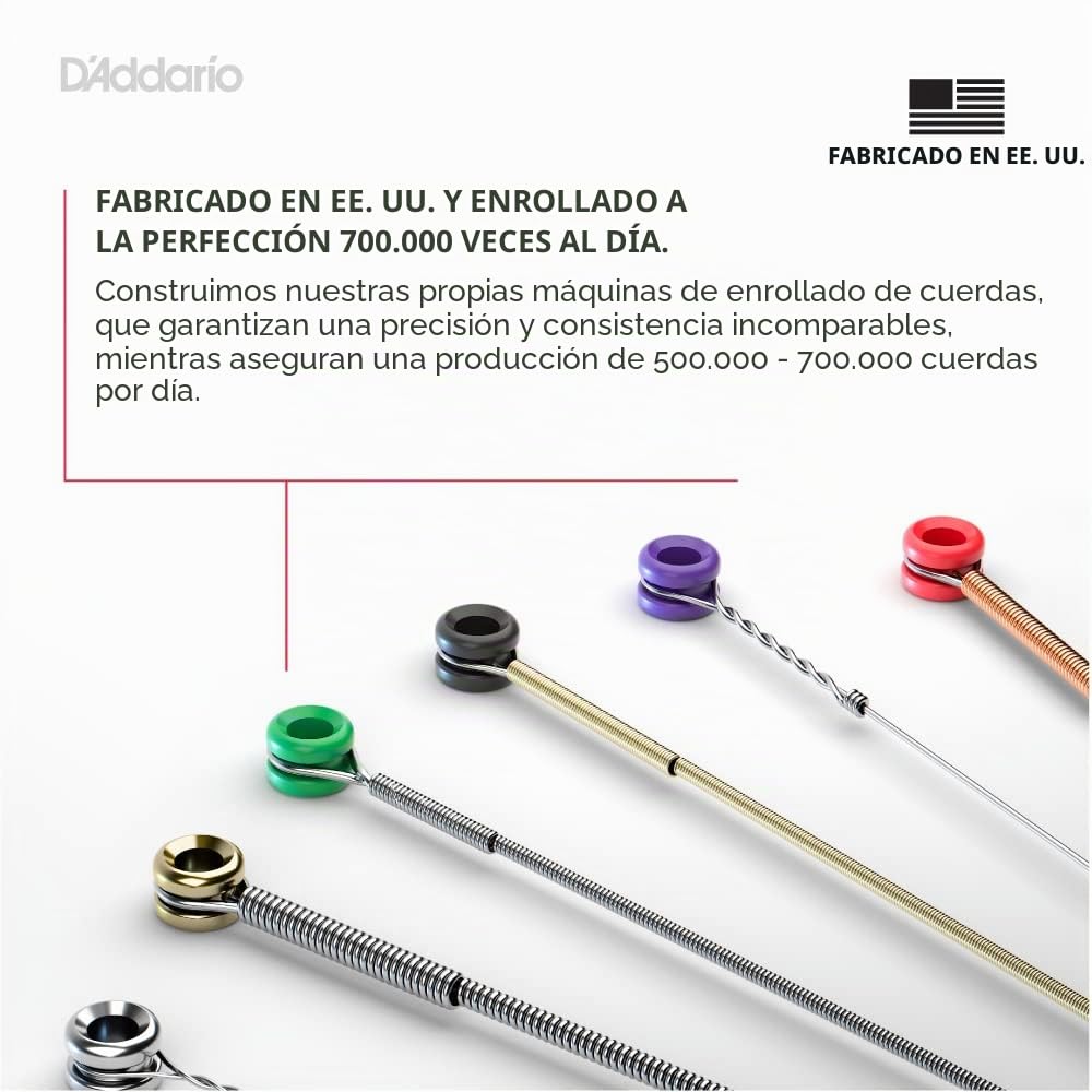 D'Addario Bass Guitar Strings, XL Pro Steels, EPS165, Long Scale, Regular Light Top/Medium Bottom Gauge 45-105, juego de 4 cuerdas, paquete de 1