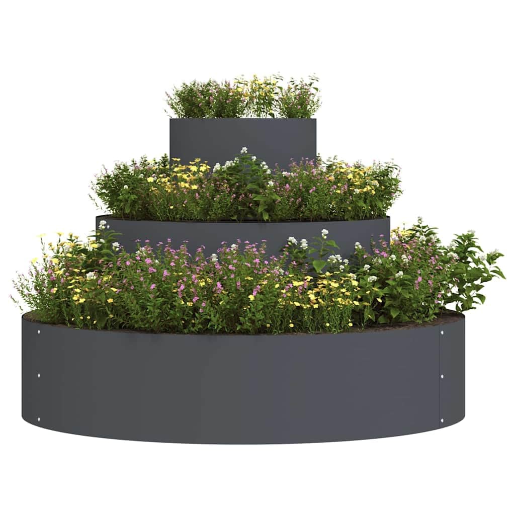 vidaXL Doniczka ogrodowa Antracyt 90 x 90 x 20 cm Stal zimnogięta, Ogród i taras, nowoczesny okrągły doniczka, wytrzymałe metalowe pojemniki, stal, dekoracja na zewnątrz