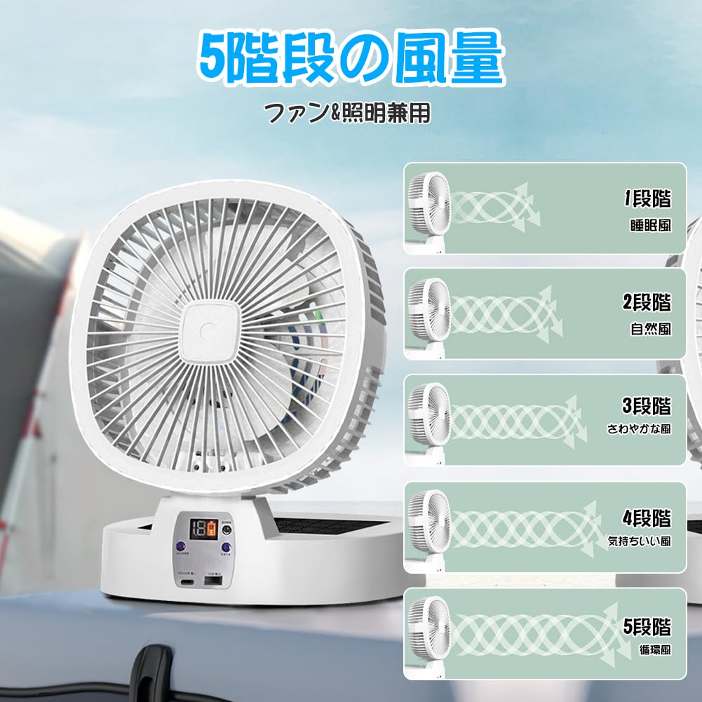 Amazon | 「USB/ソーラー充電式」 MACOLAUDER キャンプ扇風機