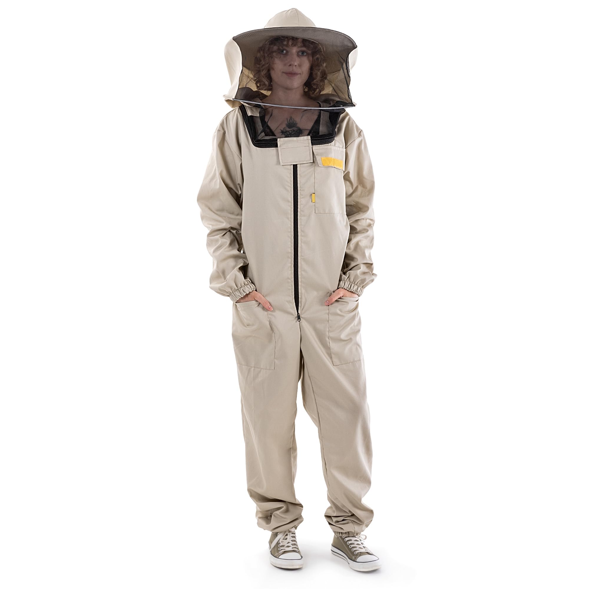 KADAX Imkeranzug mit Hut und Schleier, Größe L, Schutzanzug aus Polyester und Baumwolle, Bienenschutzanzug, Imker Anzug mit Imkerhut, Ganzkörper Schutzkleidung