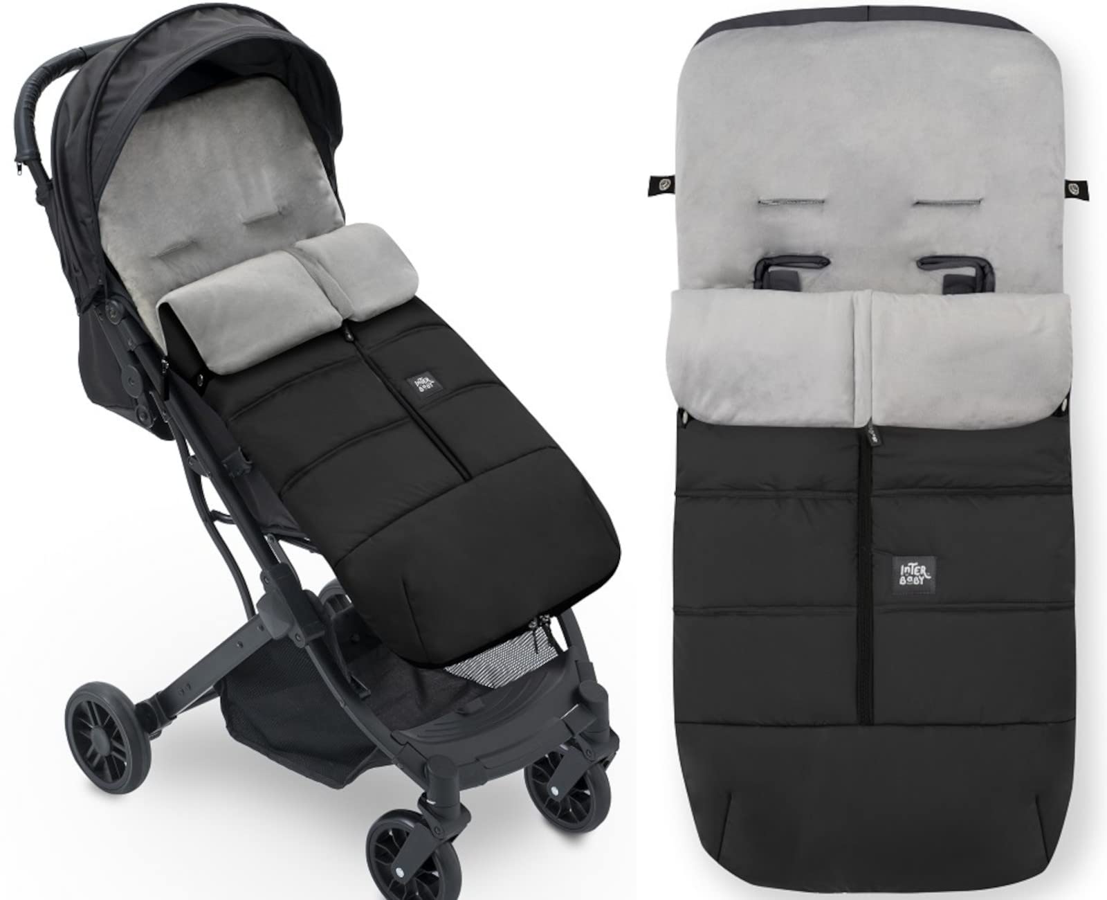 Saco Silla Paseo Universal, Saco Invierno Silla Paseo Universal, Desmontable con Cremallera, Cabezal Ajustable,Impermeable y Transpirable, fácil de Limpiar, Unisex (Liso Negro)