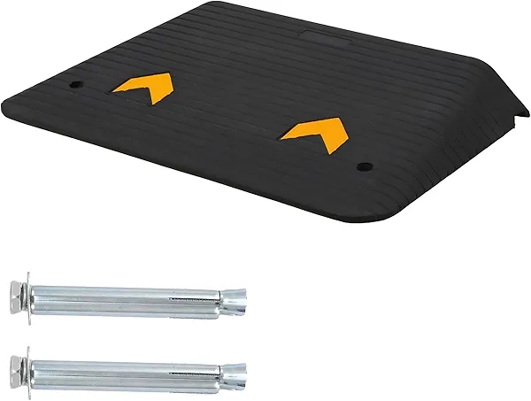 4" Rise Doorway Rubber Threshold Ramp, 33000LBS Capacity Heavy Duty Door Ramp with Non-Slip Textured Surface, Portable Driveway Curb Ramp for Wheelchair and Scooter