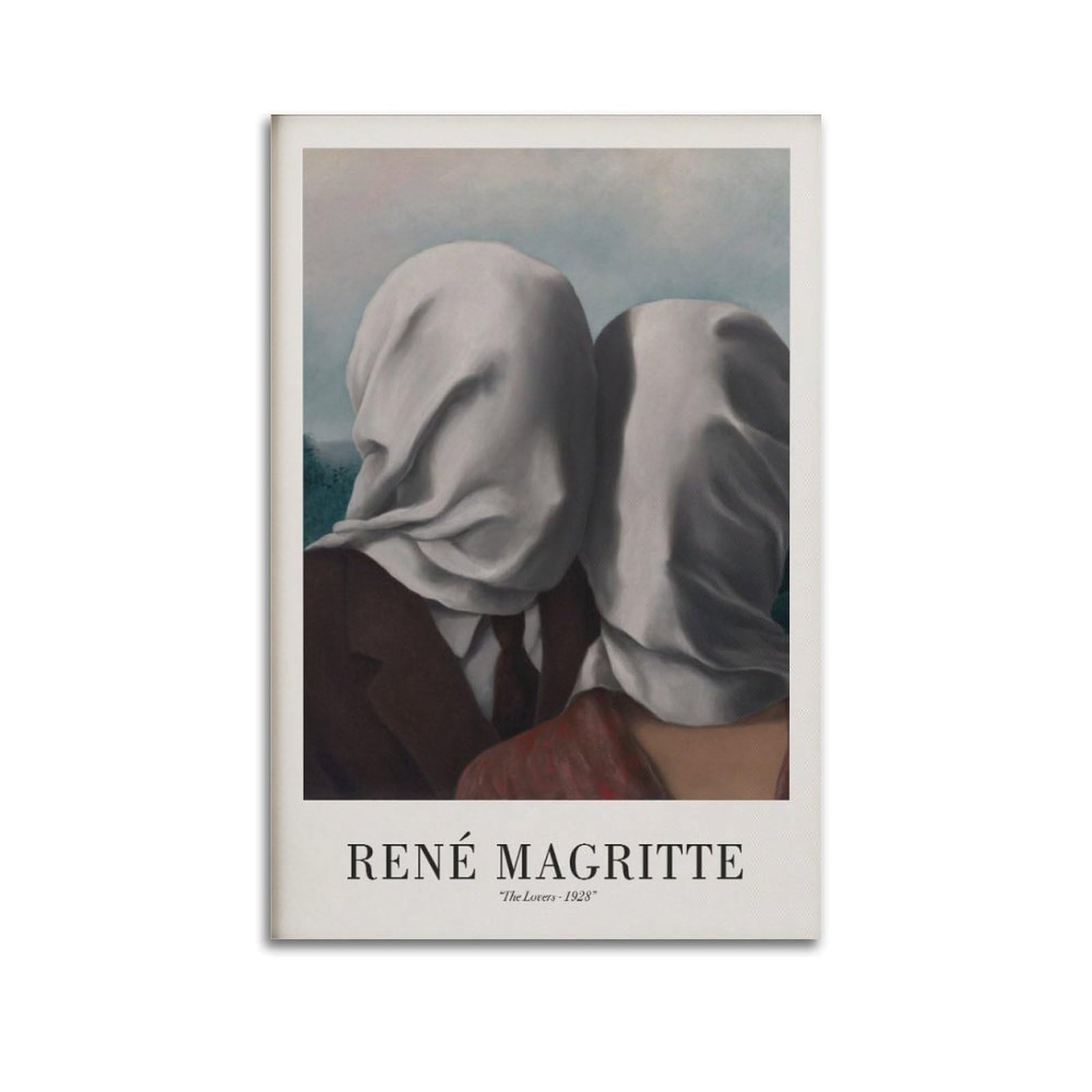 xiaoxiaoshen Rene Magritte 'the Lovers' Surrealist Canvas Poster Wall Art Prints Room Aesthetic Murals Bedroom And Living Decorations 24x36inch(60x90cm)