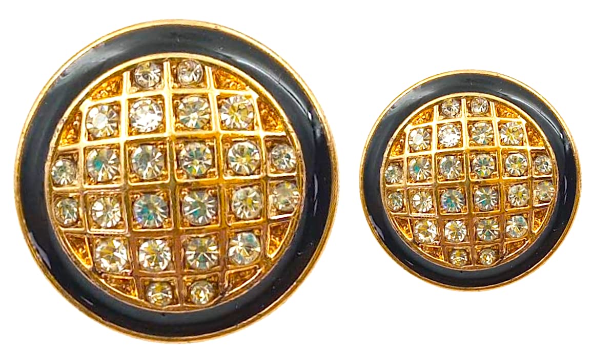 Ani accessories Pack of 16 8 Big and 8 Small Classic Enameled Crystal Rhinestone Metal Button for Coat Blazer Suit, Sherwani and Indian Dresses Sports Coat Size (30L & 34L) (Black)-picture-15