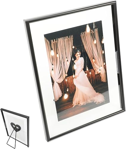 Vista 194 de Marco flotante de oro rosa de 6 x 8 pulgadas con corazón romántico, para tamaños de imagen de 5 x 7, 4 x 6, 3 x 5, marco de fotos de estante de oro