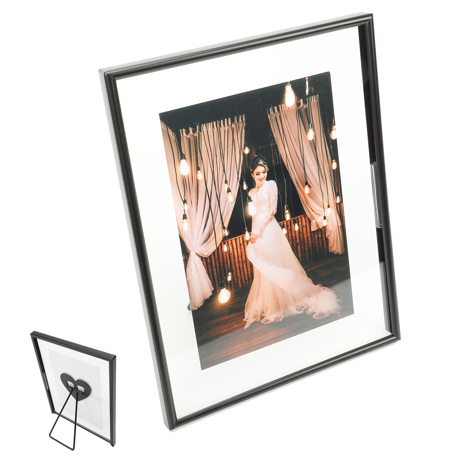 6"x8" Black Floating Frame with Romantic Heart, For Picture Sizes 5x7,4x6,3x5, Tabletop Shelf Photo Frame, Modern Minimalist Style, Classy Gift For Festival, Home or Wedding…