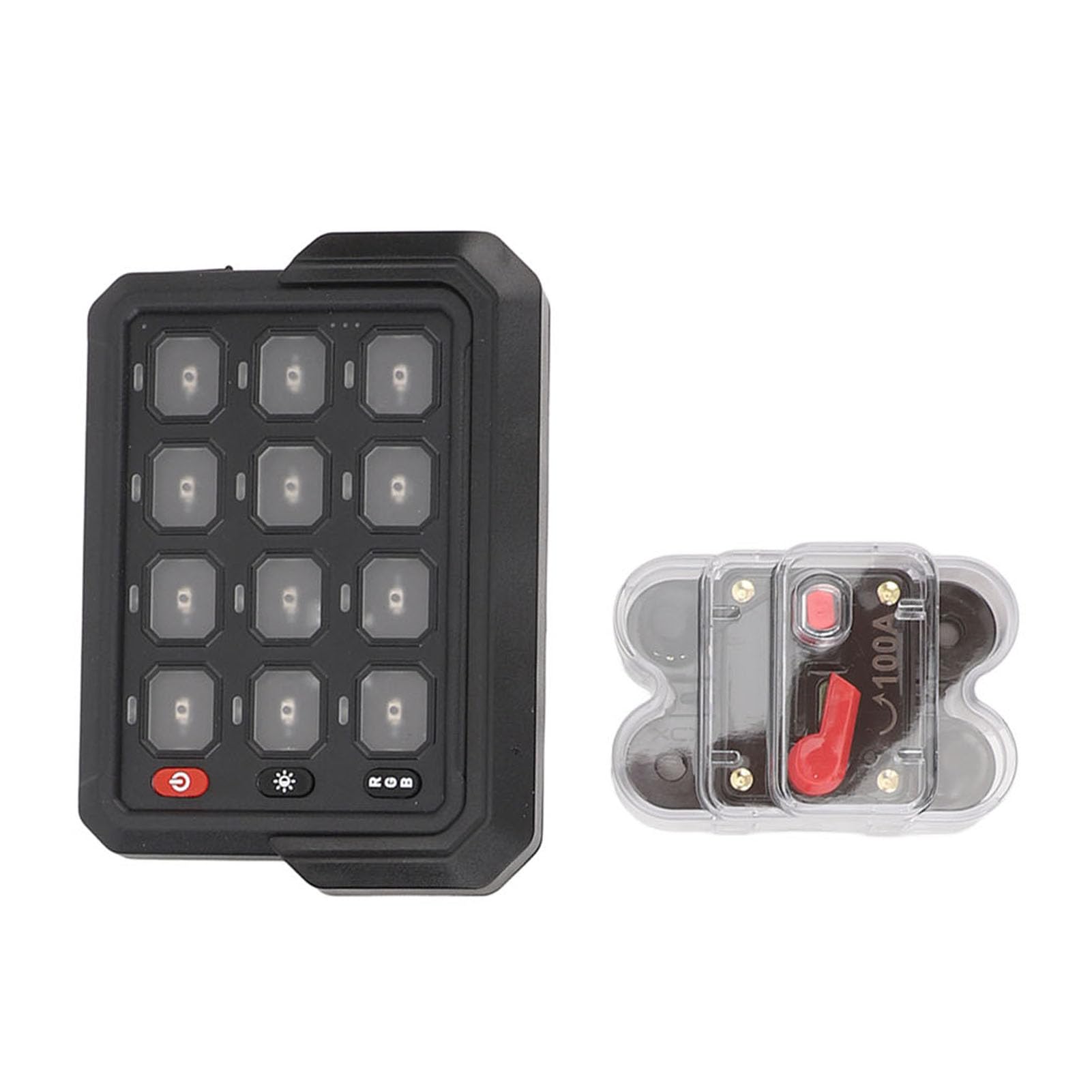 Dilwe Panel Przełączników RGB 12 Gangów, Aluminiowy System Przekaźników LED CNC 12 V 24 V IP65 Wodoodporny Bezprzewodowy Pilot 80A do Ciężarówki Marine SUV ATV UTV Boat Dash