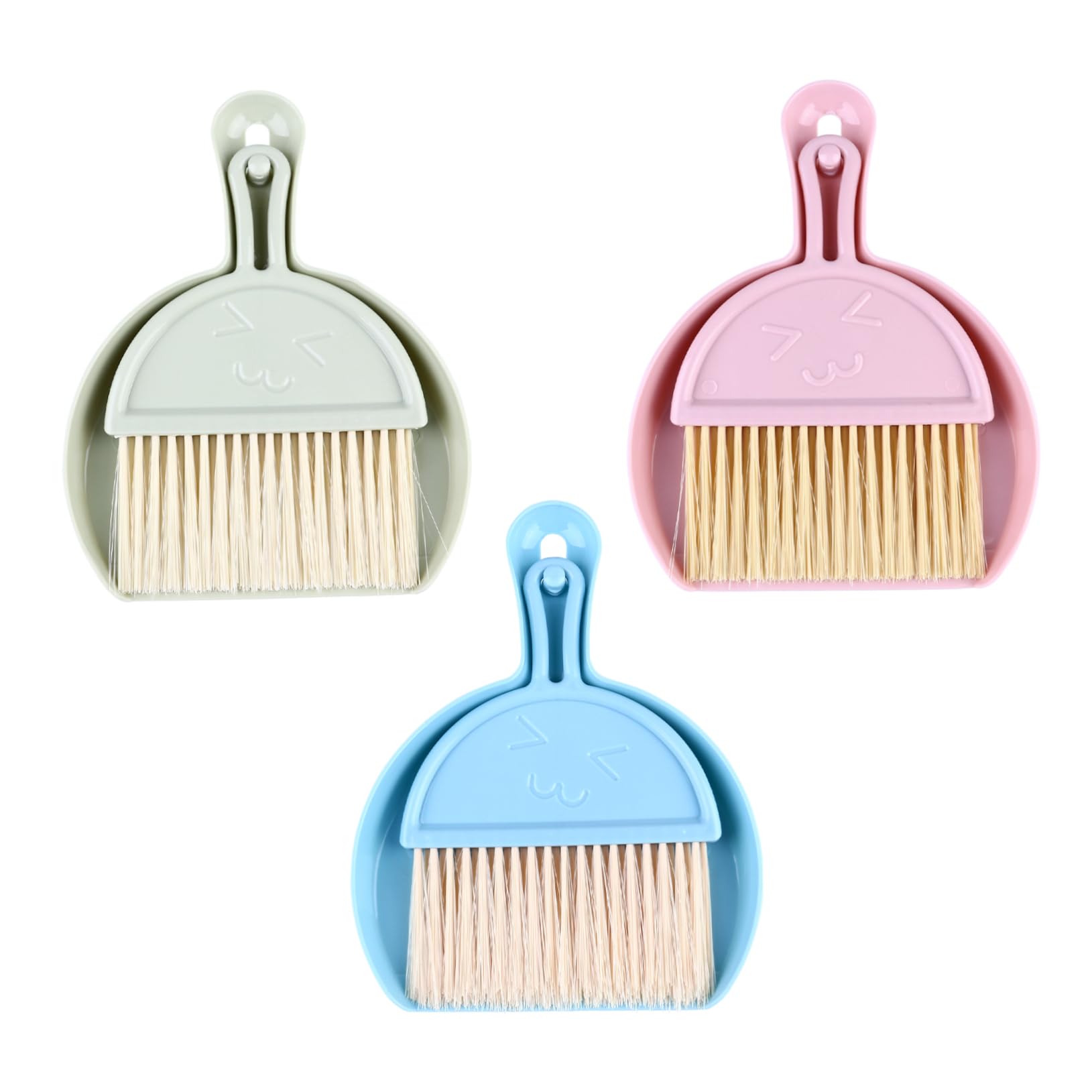 minkissy 3 Sets Desktop Fan Broom Computer Cleaning Kit Table Clean Broom Brush Cleaning Brush with Dustpan Computers Cleaning Brush Tiny Cleaning Broom Mini Hand Broom Keyboard Window