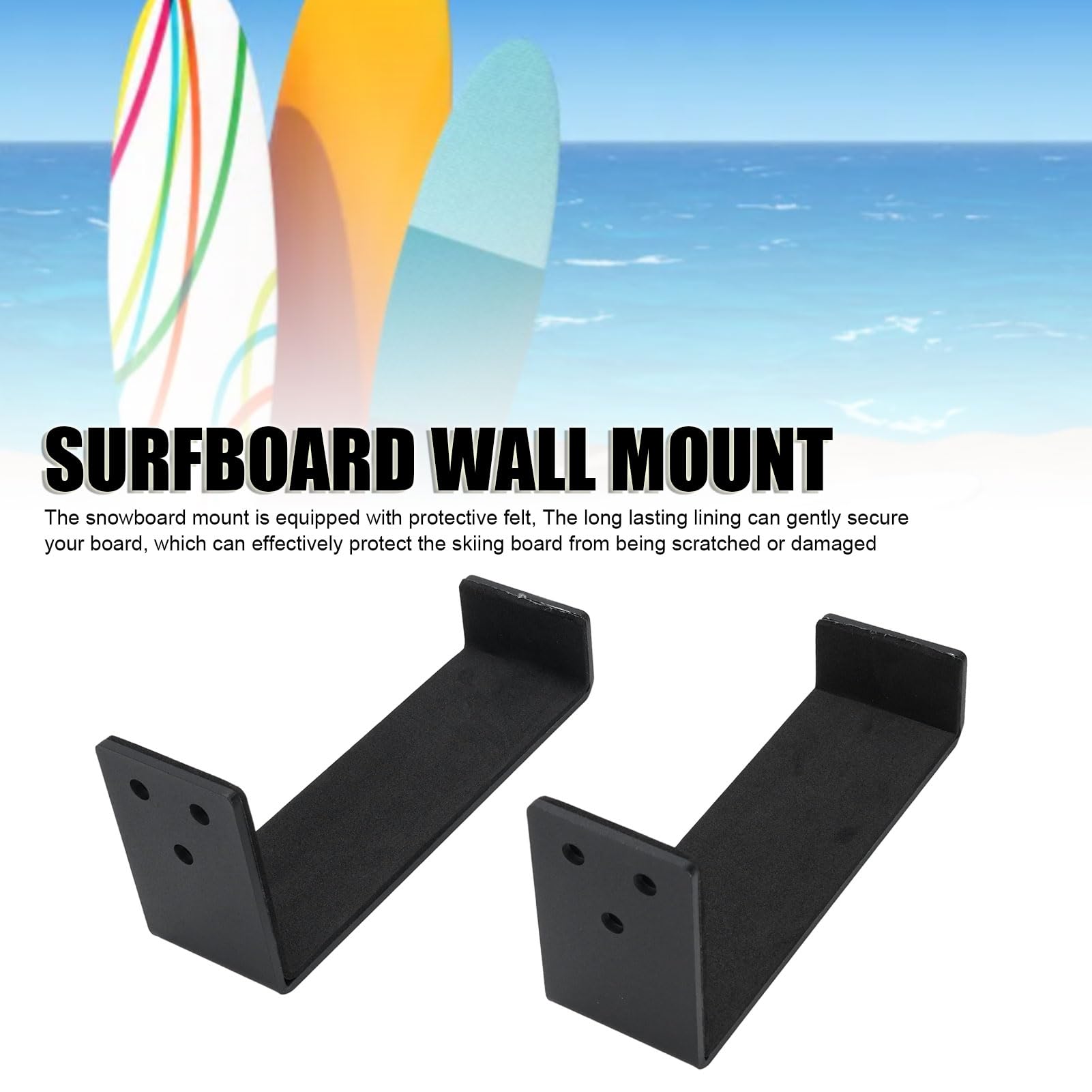 Snowboard Wall Mount, Lightweight & Strong, Felt Padding, Neat Storage for Surfboard and Ski Board, 2pcs