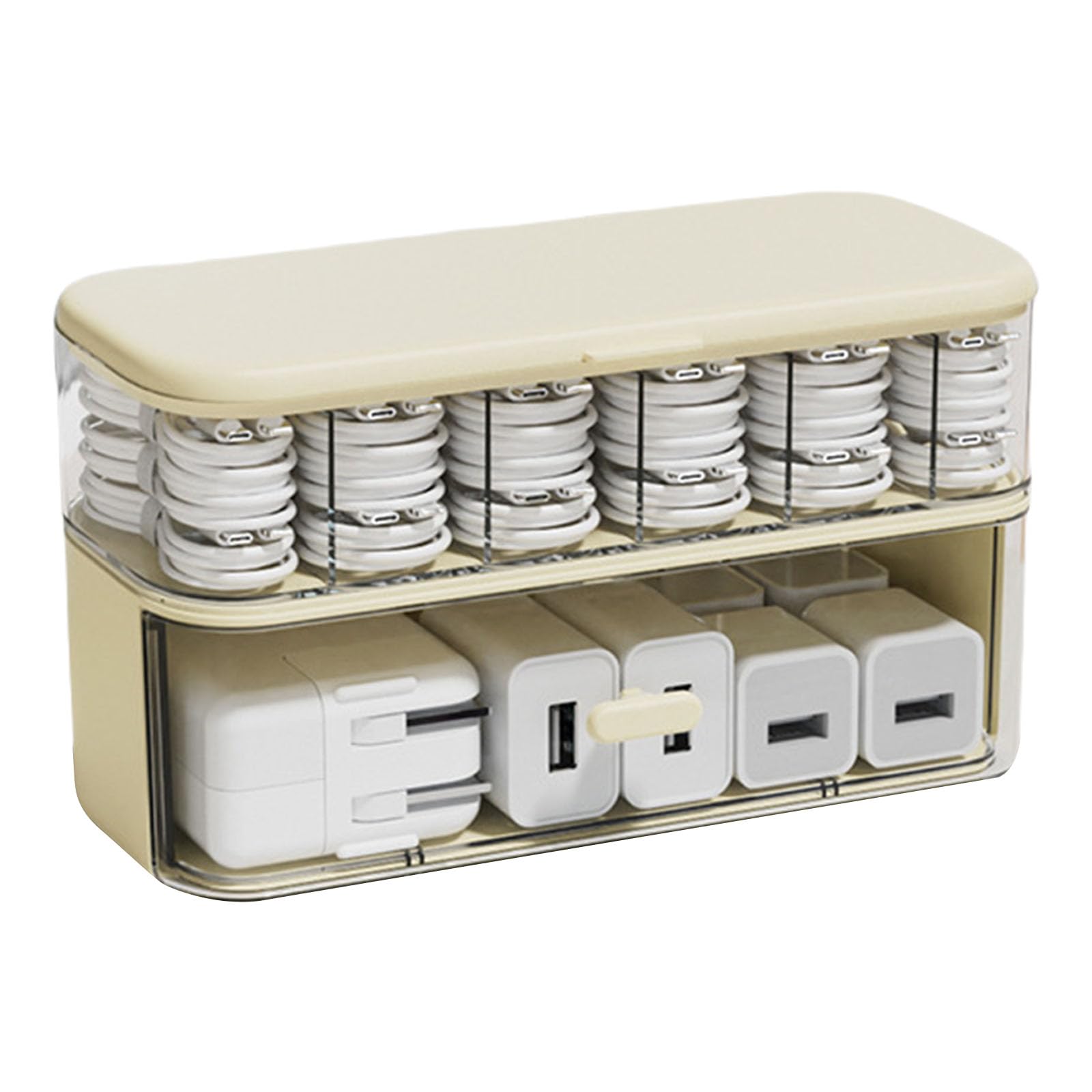 MICFENY Double Layer Cable Organiser Box with Compartments Chargers Storage Cord Organization Case for Or Home