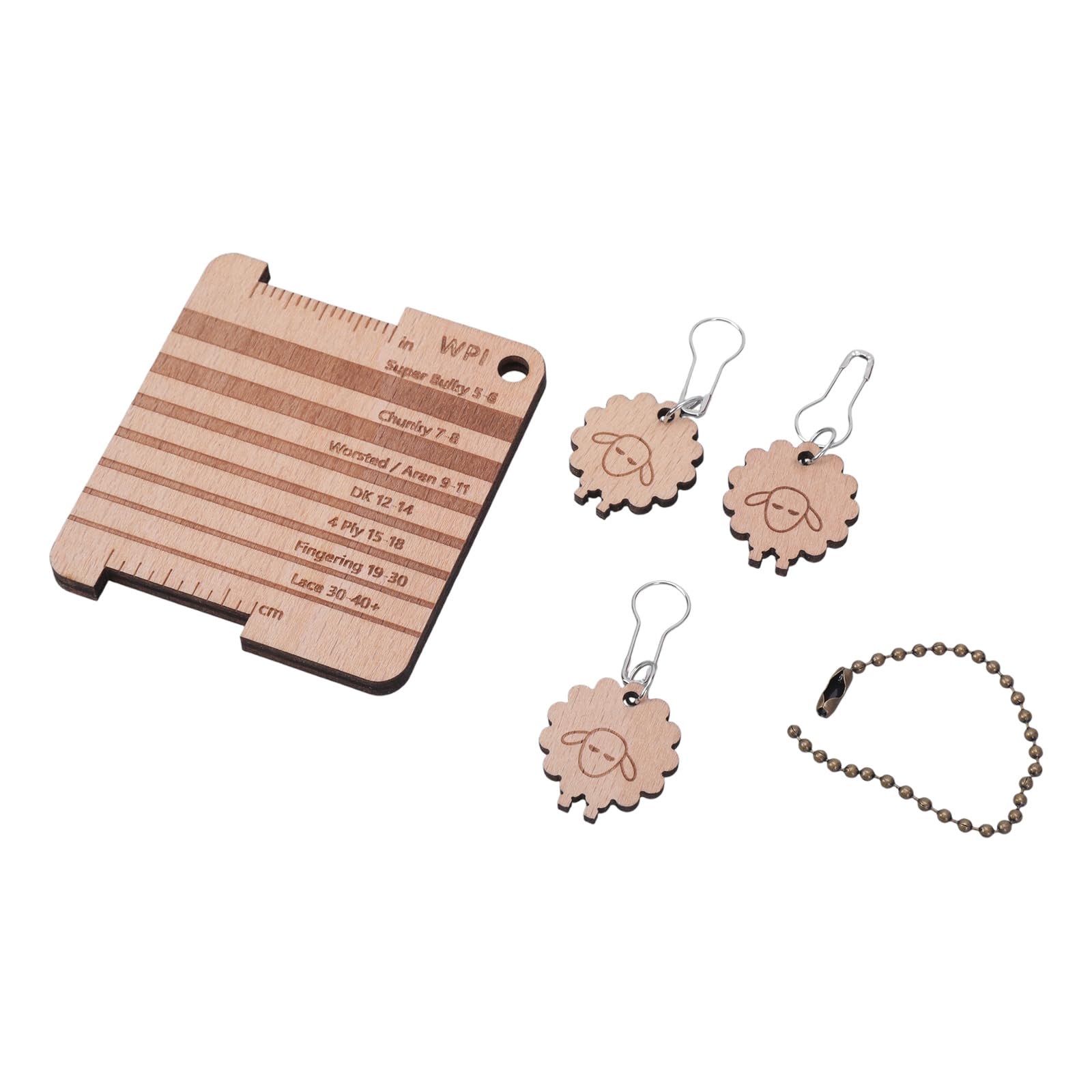 Newft Set A Wood Knitting Needle Gauge Knitting Yarn Ruler Wood Ruler Tool Stitching Charm Set For Accurate Measurement Professional Accessories
