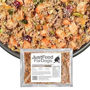 JustFoodForDogs Frozen Fresh Dog Food, Complete Meal or Dog Food Topper, Venison & Squash Human Grade Dog Food Recipe, 18 oz (Pack of 7)