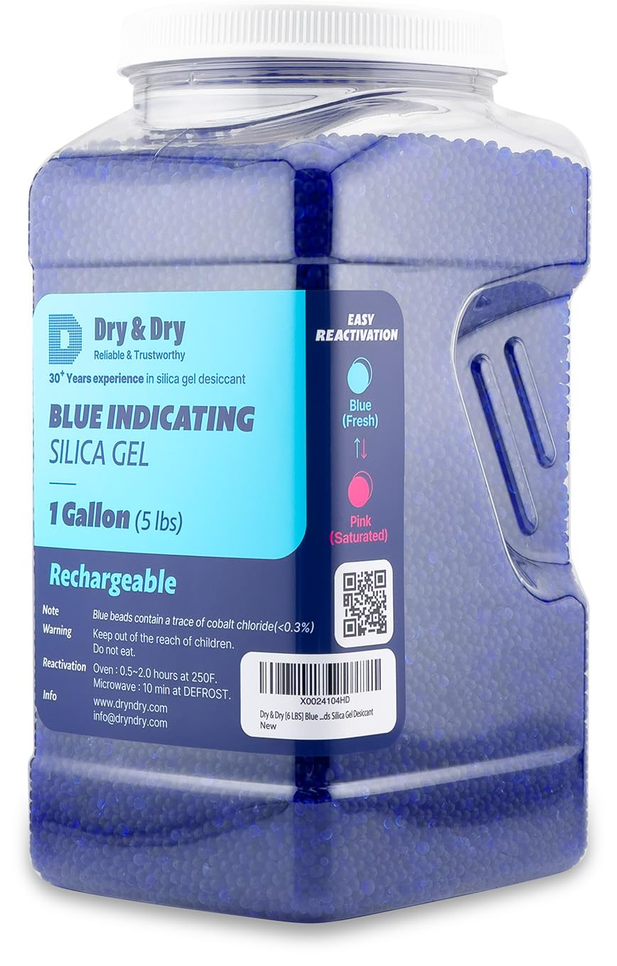 Dry & Dry [2 LBS] Blue Indicating Silica Gel Beads Desiccants (Industry Standard 3-5 mm) - Reusable Desiccant Beads Silica Beads(Blue to Pink) Moisture Absorbers — Amazon image 26