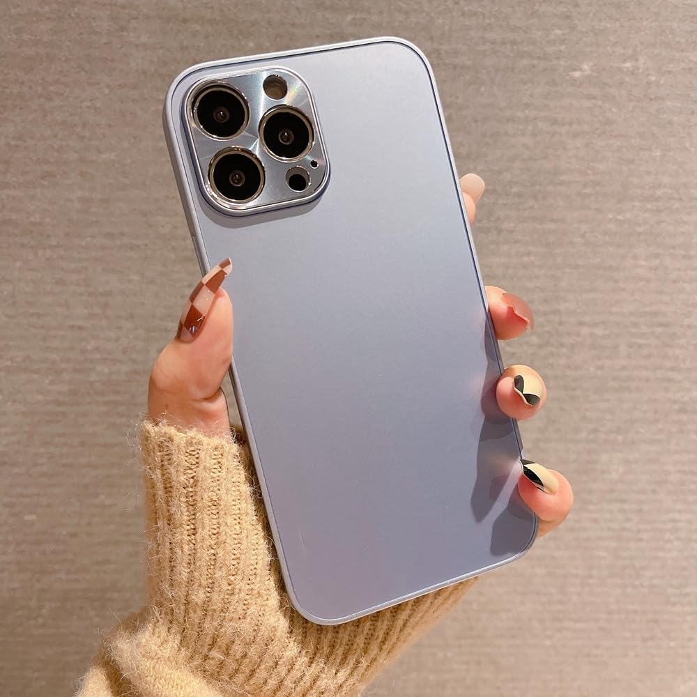 Coque iPhone 13 Pro mince acrylique solide avec housse protection caméra métal gris