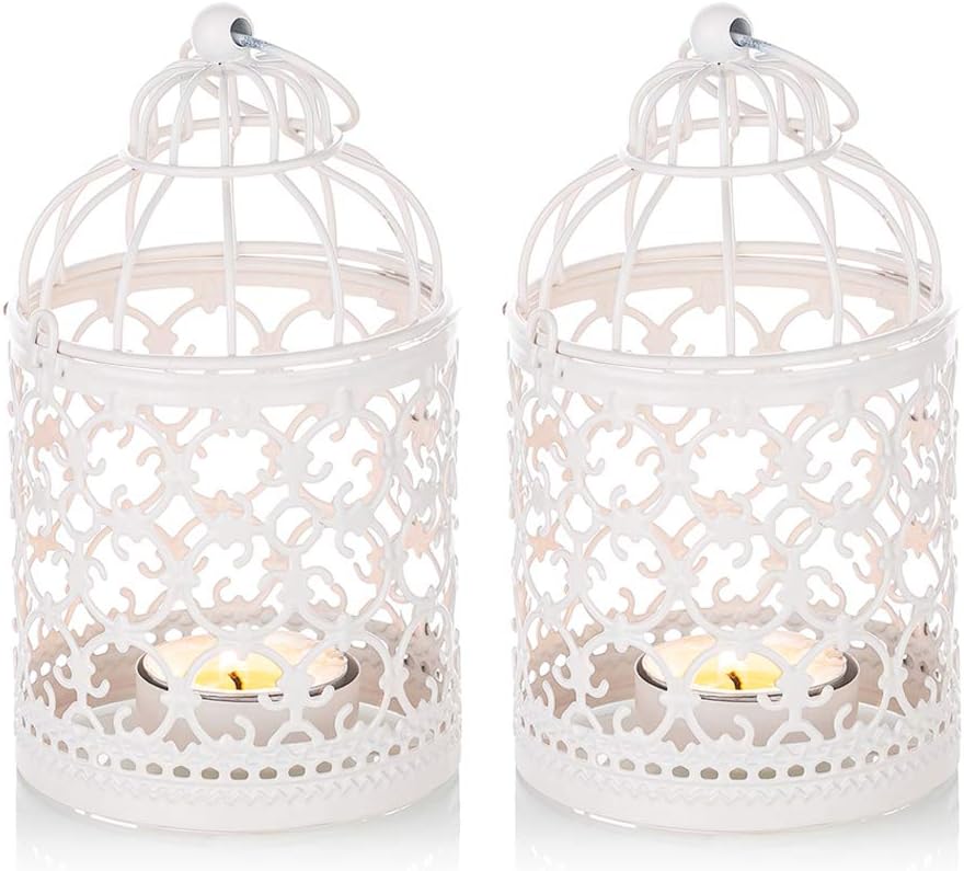 NUPTIO 6 Pcs Small Metal Tealight Hanging Birdcage Lantern, Vintage Decorative Centerpieces of Wedding, Party, Gold : Home & Kitchen