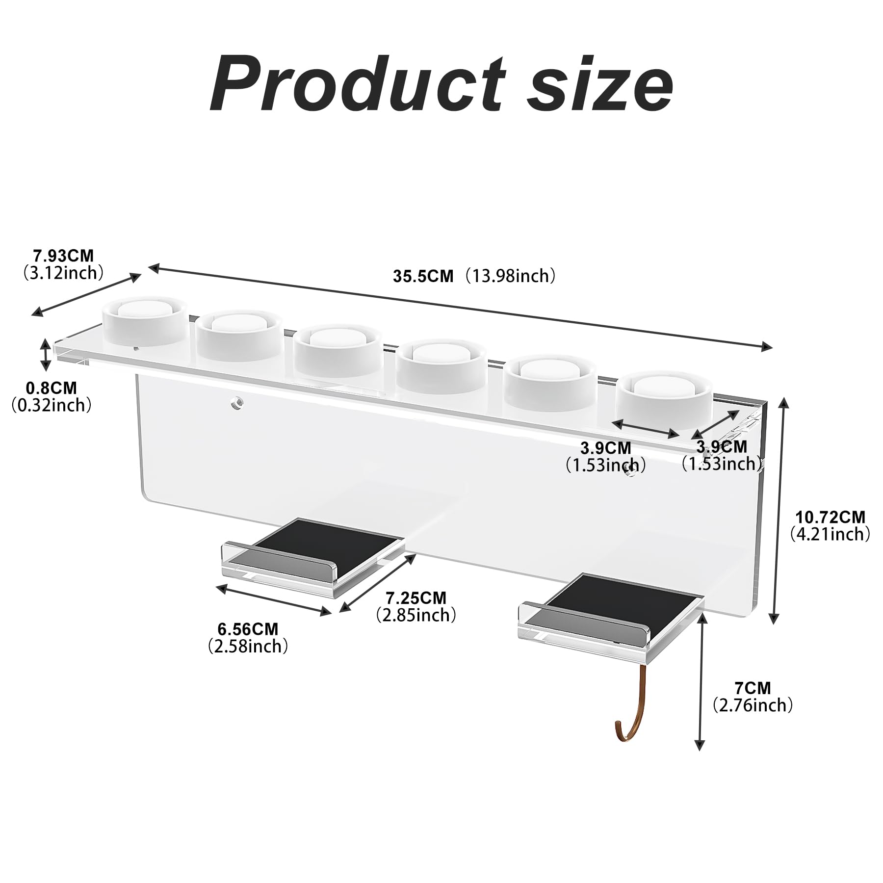 Affogato Soporte de pared compatible con todos los accesorios Dyson Airwrap Styler, organizador de almacenamiento acrílico mejorado de 6 agujeros para baño