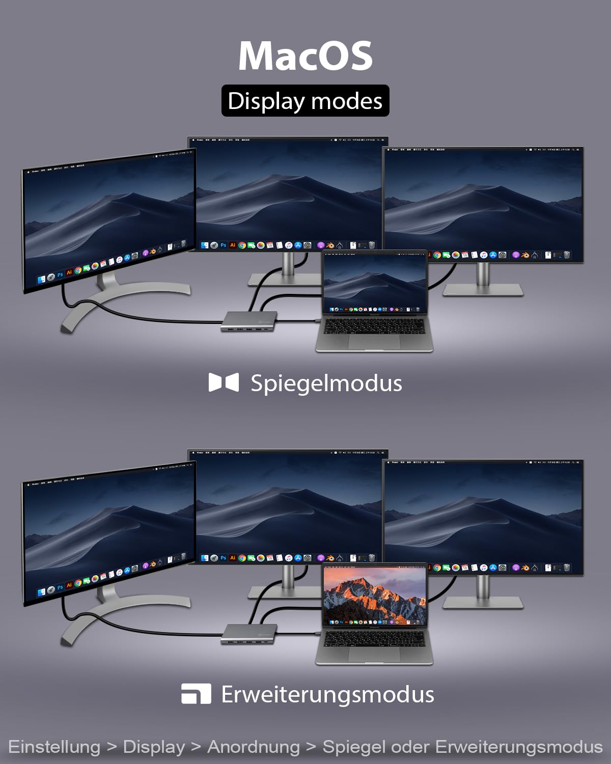 ICY BOX Stacja dokująca USB-C (12 w 1) na 3 monitory (2 x HDMI i 1 x DP), 4K 60 HZ, 3-krotne USB 3.0 HUB, moc 100 W, Gigabit Ethernet, czytnik kart, kolor szary