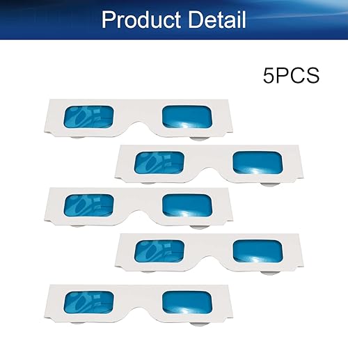 Miniatura 4 de Othmro 5 gafas duraderas de estilo 3D 3D, gafas de visión 3D, gafas de juego de película 3D, azul y azul, marco de cartón, lente de resina blanca