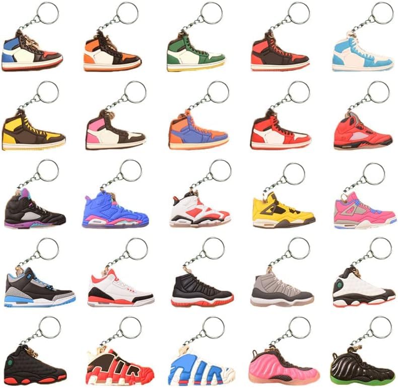 QioadjiQioadji 25 PCS Sneaker Keychain Retro Shoe Keychain Personalized Sneaker Gifts For Kids Adults Birthday Party Supplies
