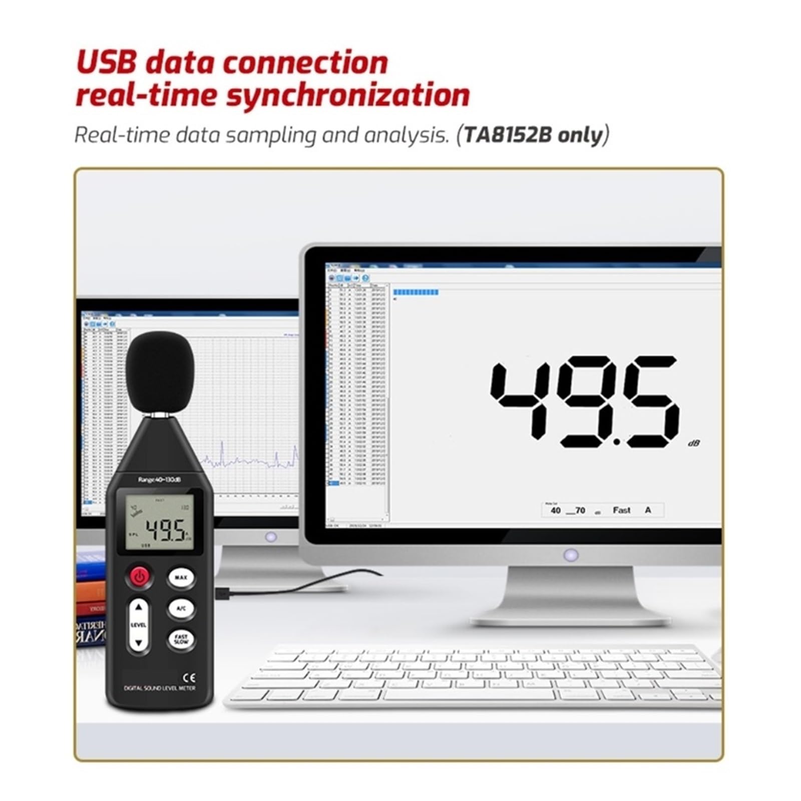 Medidor De Ruido Digital Nivel Sonido Conexión Datos USB PrecisióN Extremadamente Alta