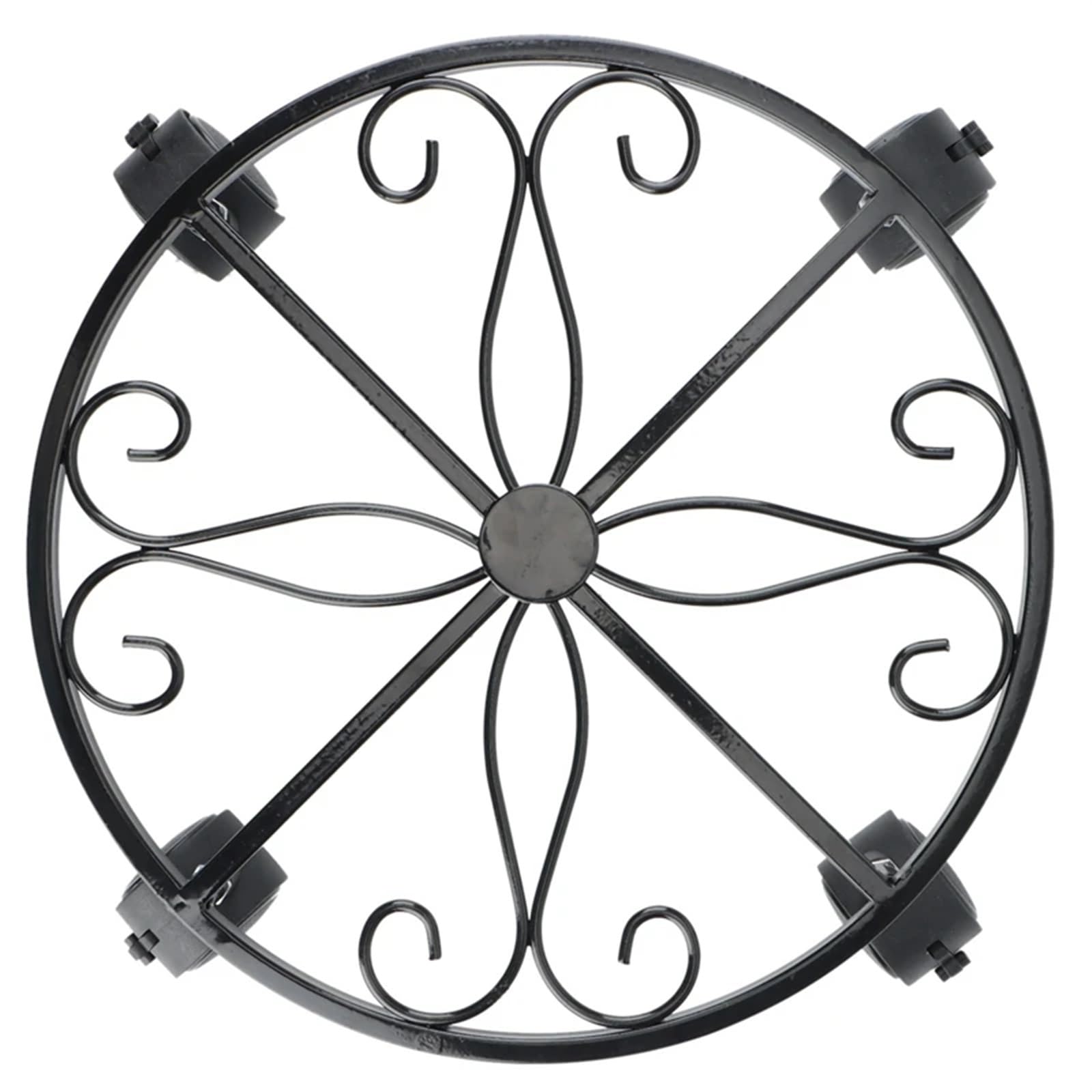 Support roulant pour pot de fleurs en métal noir avec roulettes bloquantes pour jardin