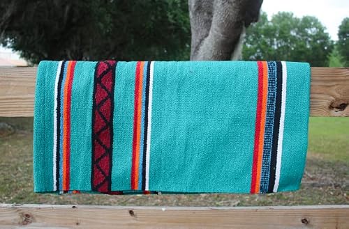 Tack Shack of Ocala- Reinsman Circle Y Diamond R Single Weave Blanket, Saddle Blanket, Saddle Pad, Single Weave Saddle Blanket, Western Saddle Blanket (Turquoise)