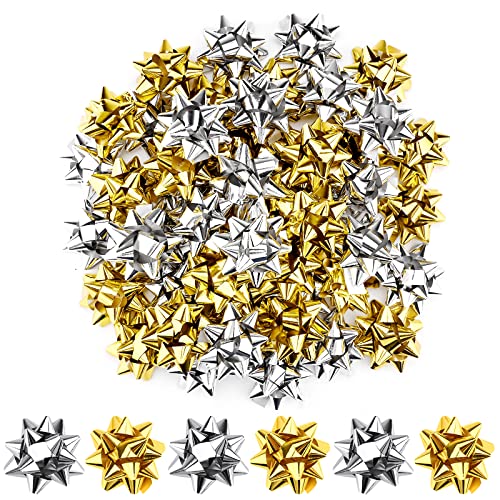 Lazos metálicos para regalos de Navidad,50 paquetes de lazos decorativos de Navidad,lazos de regalo de 5,5 cm autoadhesivos para envolver el regalo,cinta rizada para bodas,cumpleaños y año nuevo