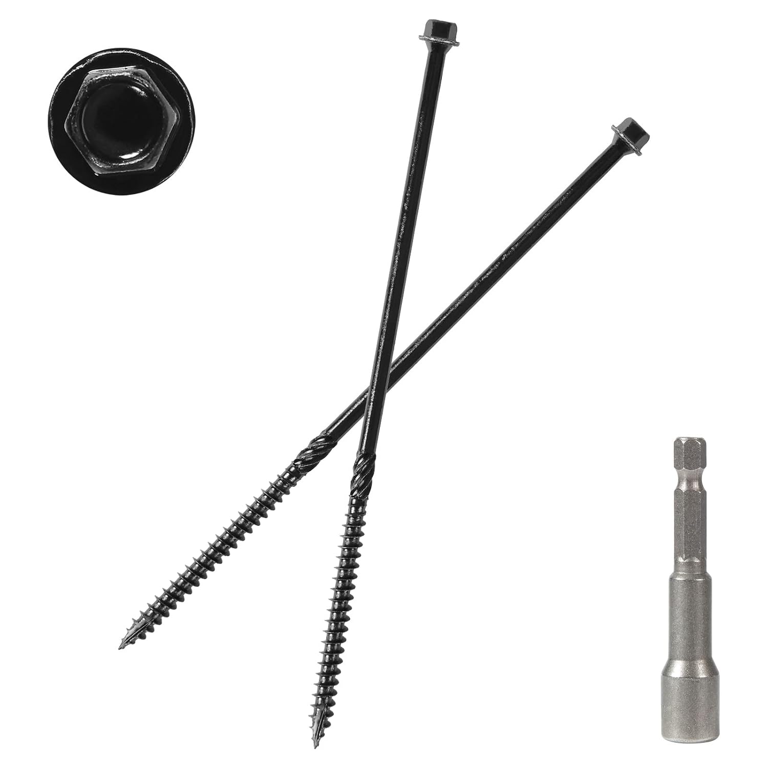 #14x8 Black Hex Exterior Lag Screws, Structural Wood Screw, Heavy DutyTimber Screws Includes Hex Socket (50Pcs)