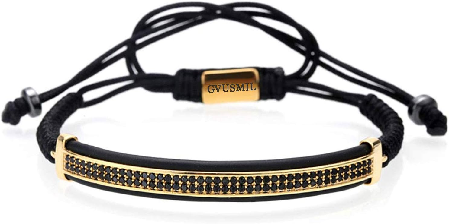 GVUSMIL Luxury CZ Imperial Gold Crown Bracelets Set King Royal Style with 8mm Zirconia Beads Braided Pulseira Bangle Charm Jewelry for Men - Image 6