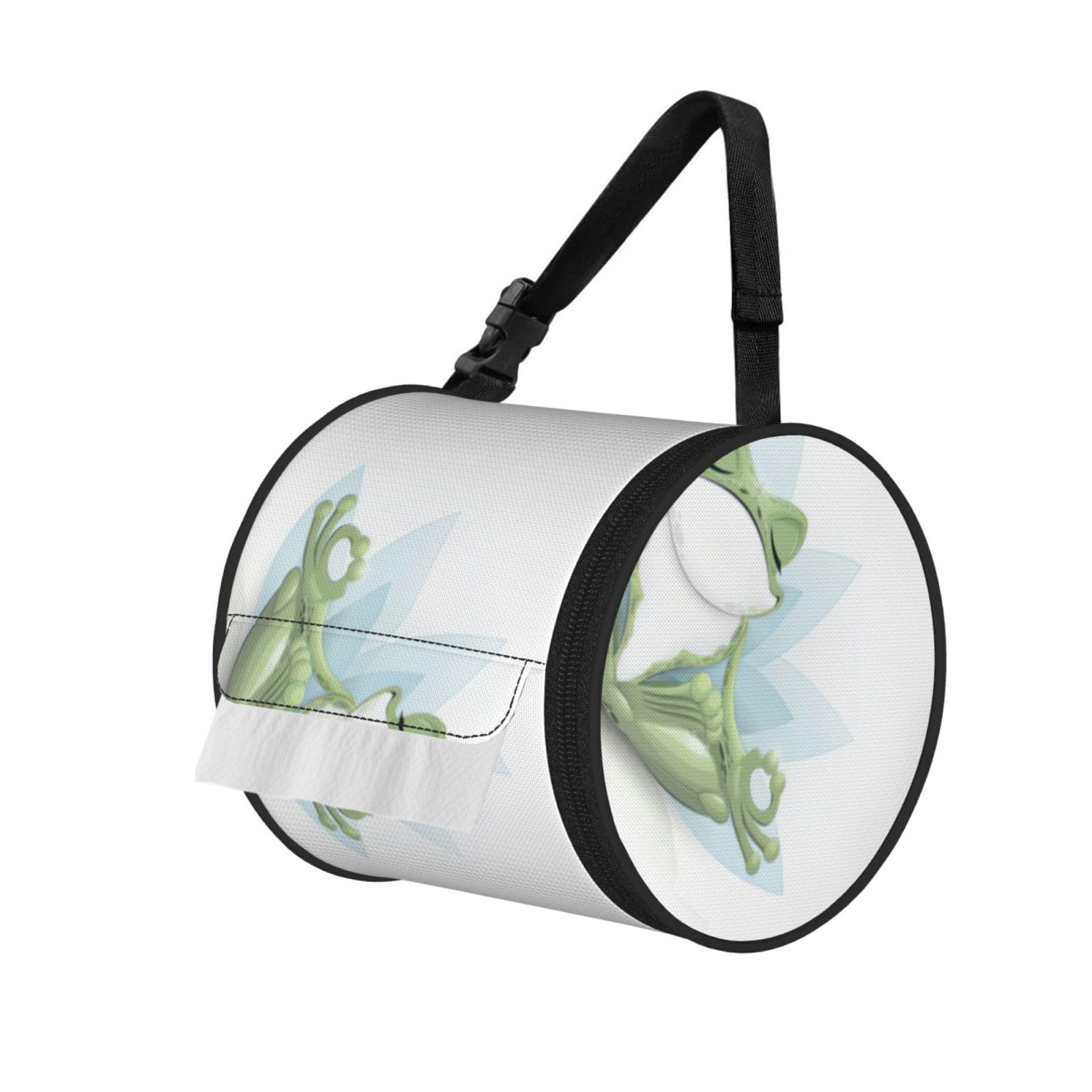 Funny Yoga Frog Print Fashion Tissues Organizer Box, Hanging Tissue Holder For Purse Coins For Car Office Daily Outing