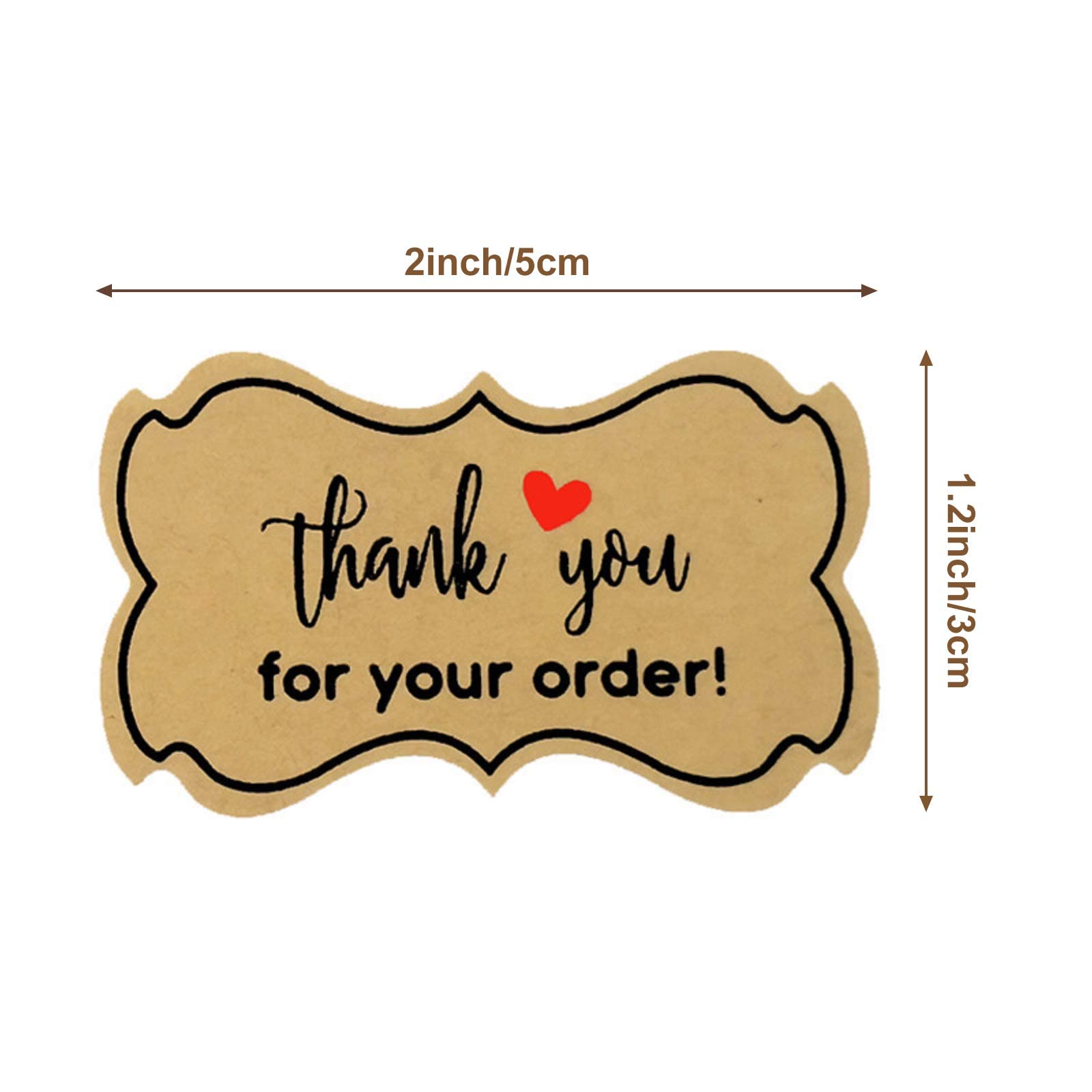 Yetaha Thank You Sticker Label Brown Kraft Paper Sticker Thank You For Your Order Commercial Seal Label For Gift Boxes Envelopes Shops Baked Cake Packaging Handmade Decoration 3 X