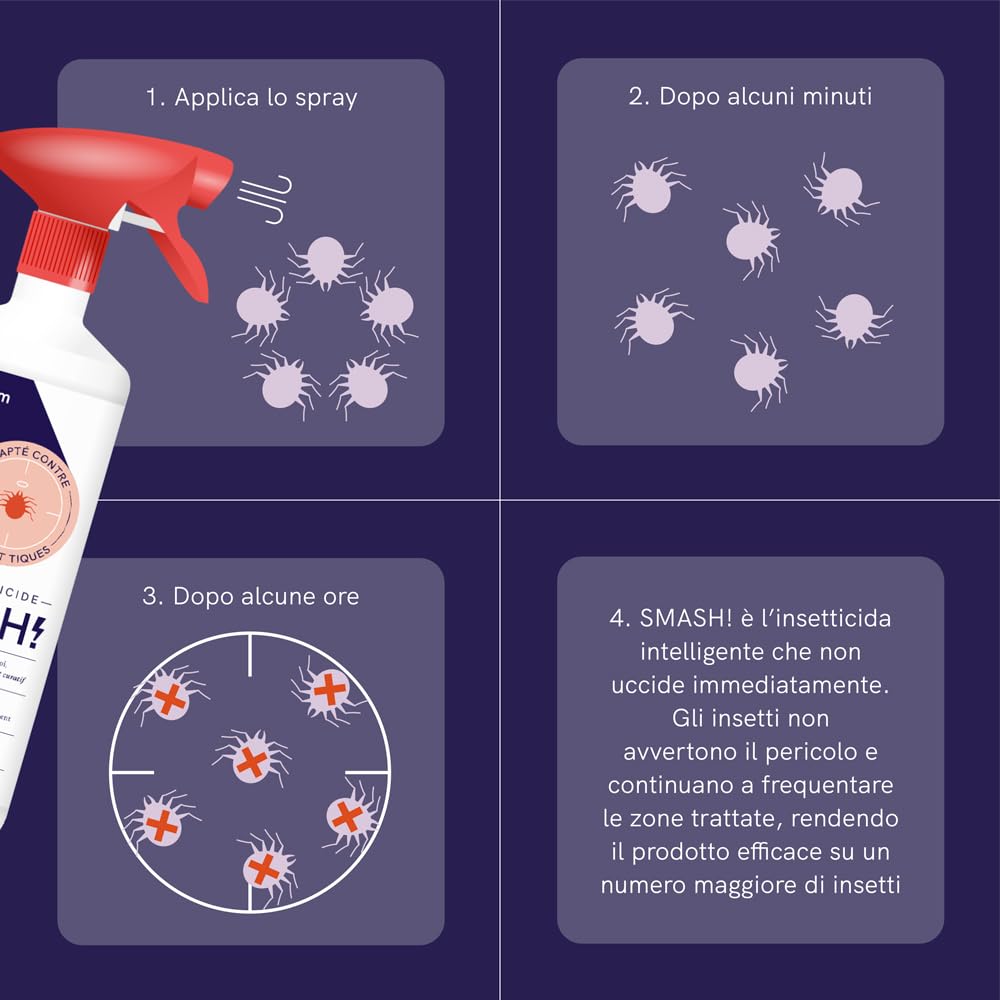 SMASH Spray Insetticida Formiche per Casa - 2x500 ml - Adatto per Ambienti con Animali Domestici. Senza Permetrina. Antiformiche per Interno Casa - Istruzioni incluse