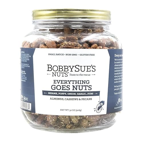 Miniatura 6 de BobbySue's Nuts Everything Goes Nuts Style, totalmente natural, aperitivo saludable, sin gluten, bajo en azúcar y alto en proteínas, mezcla de