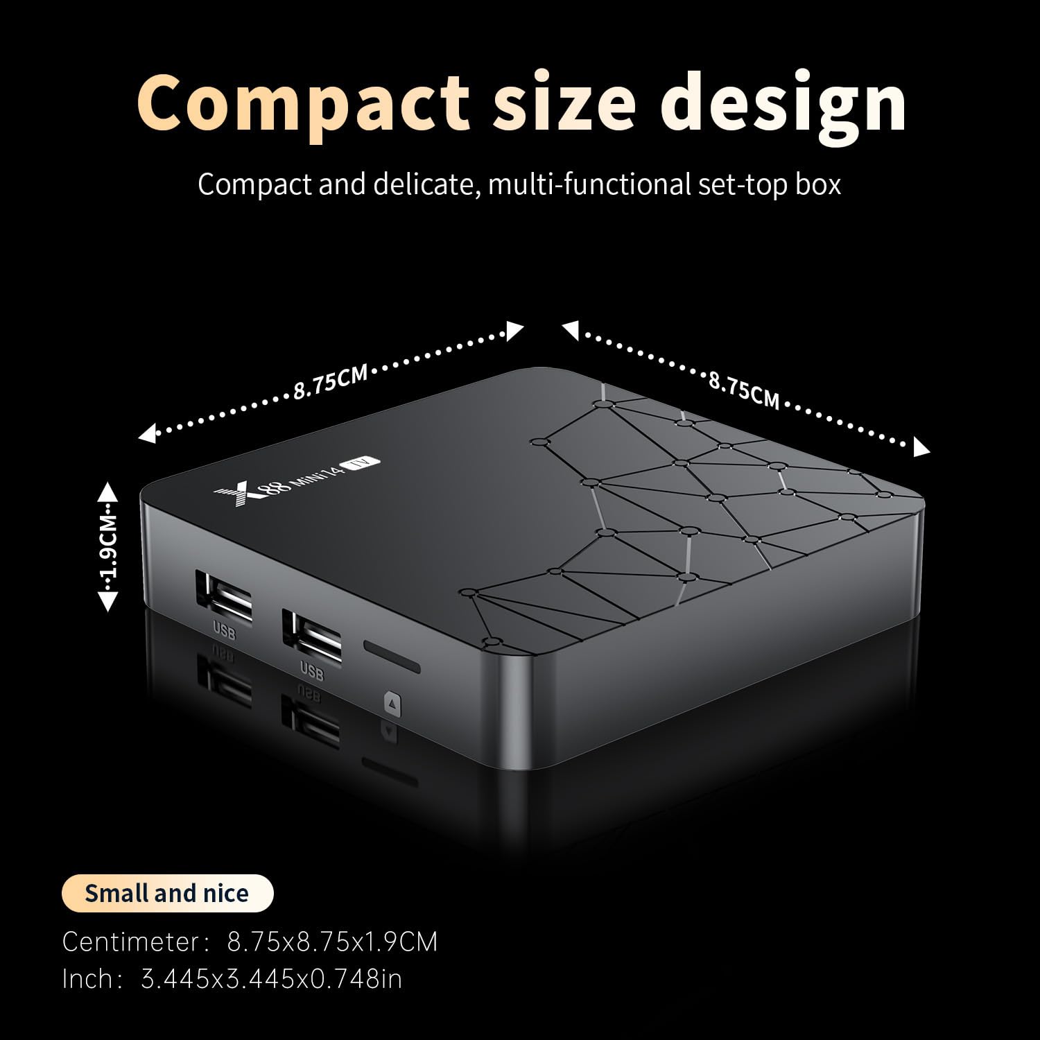 TV Box Android 14.0 2GB RAM 16GB ROM RK3518 Quad Core 100M Ethernet Dual WiFi 6 Bluetooth 5 Voice Control 4K HDR10