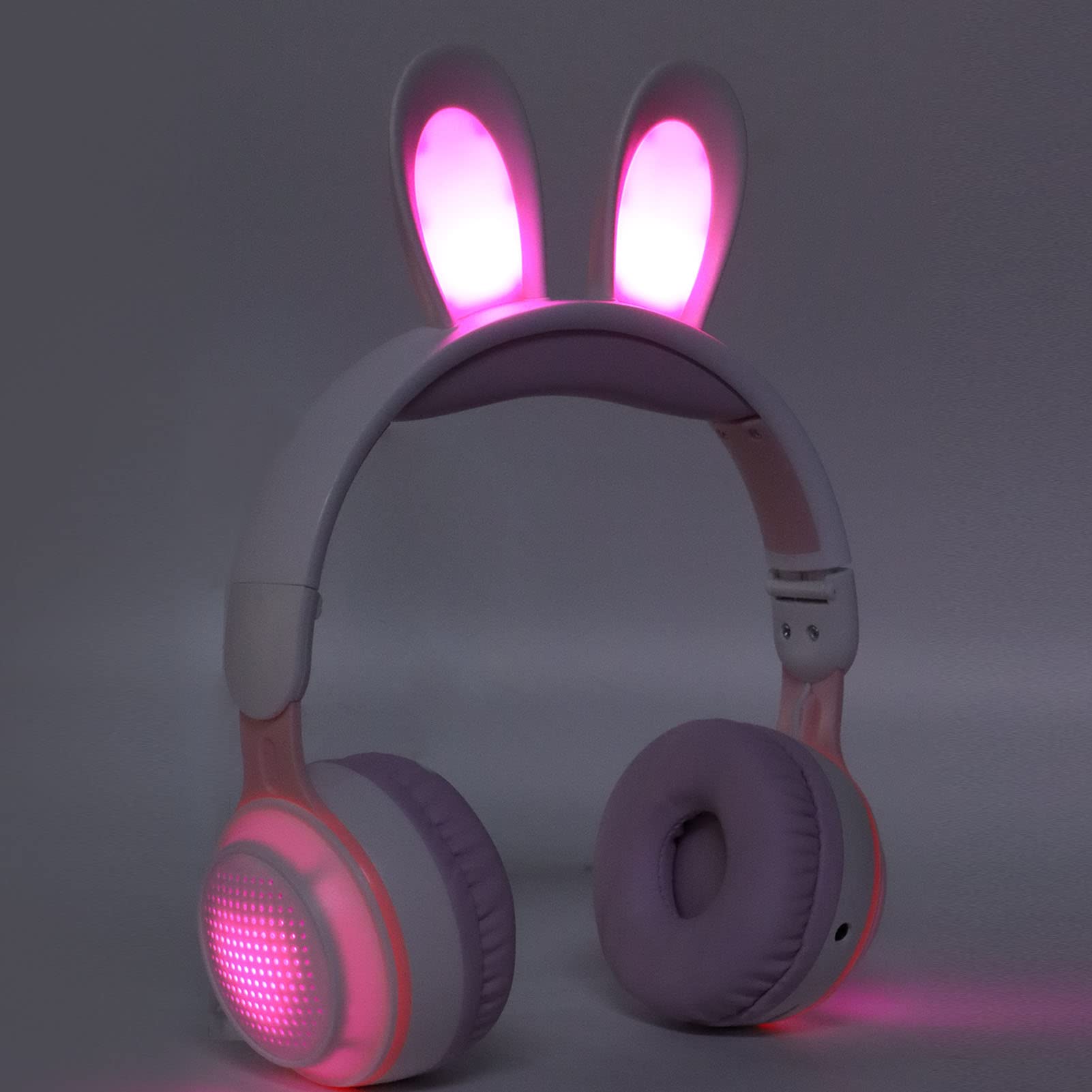 Auriculares para Niños, Auriculares Bluetooth 5.0 con Oreja de Conejo, Auriculares Inalámbricos Plegables con Luz LED sobre la Oreja, Soporte TF/AUX, Regalos para Niños, Niños Pequeños,(Verde)