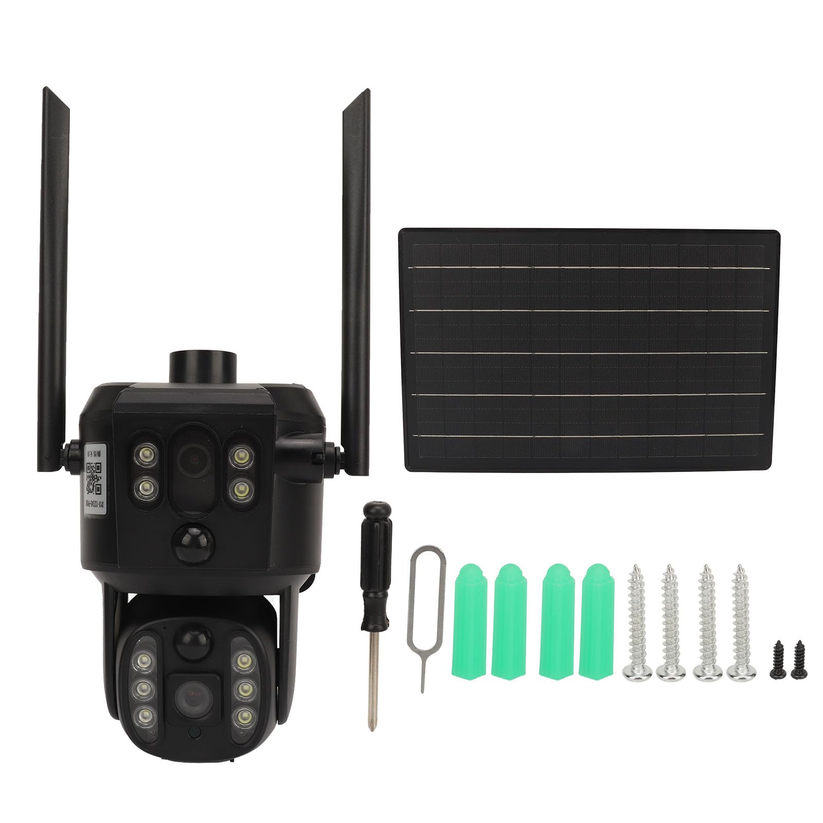 Cuifati 4K 8MP Solar Security Camera, 4G Podwójny Obiektyw Domowy Aparat, Kamera Zasilana Słonerem z pełną kolorą noktowizją, dwukierunkową Interkomem Głosowym, śledzenie Humanoidalne