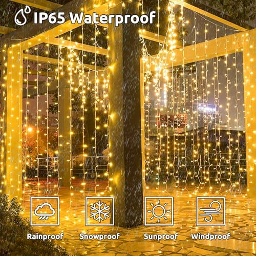Cozymeow Curtain Lights 3mx3m 300 LED Plug in Curtain Fairy Lights with Timer, 8 Modes Waterproof Connectable Hanging Fairy Light for Christmas Window Wall Bedroom Xmas Indoor Outdoor Decoration - Image 7