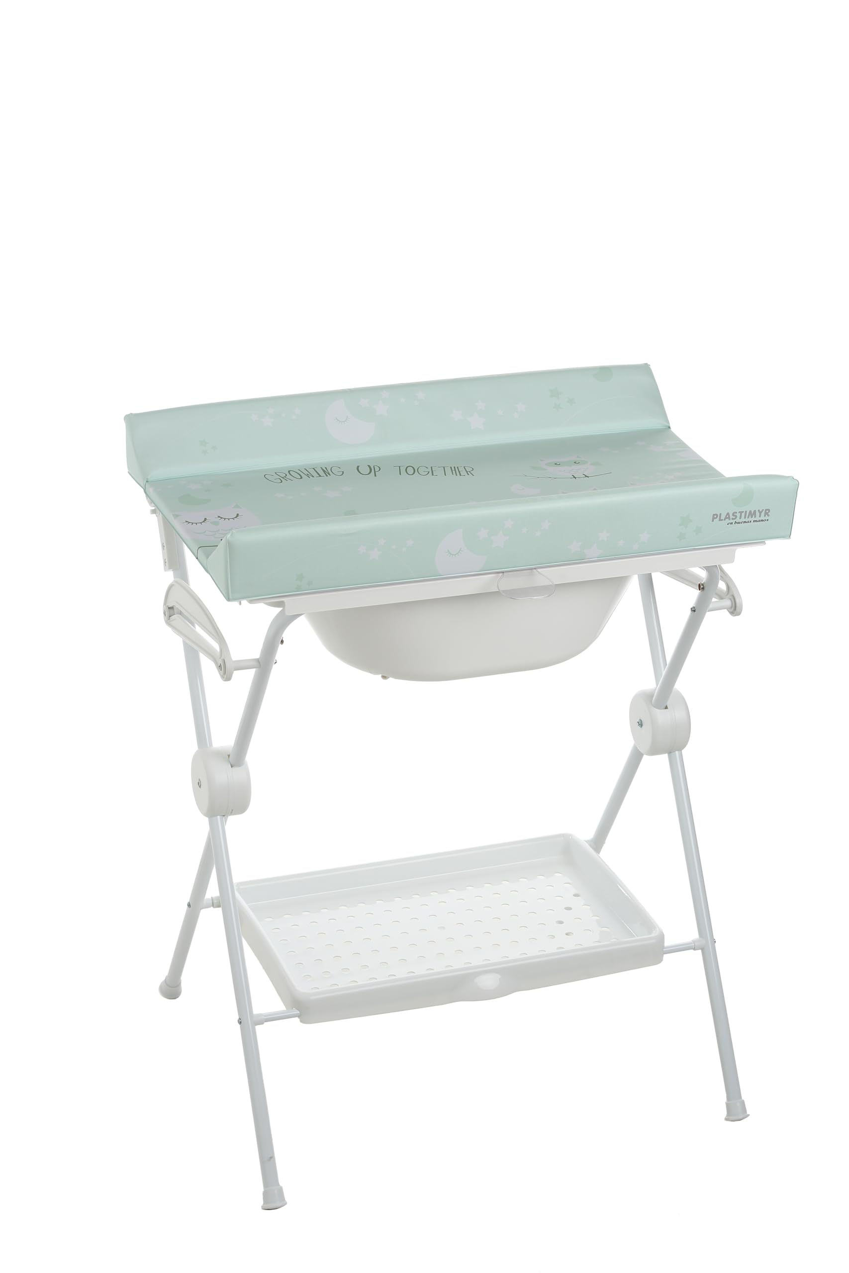 PLASTIMYR LEA | Bañera Cambiador Bebé Plegable (Búho Menta 85x63x96cm)