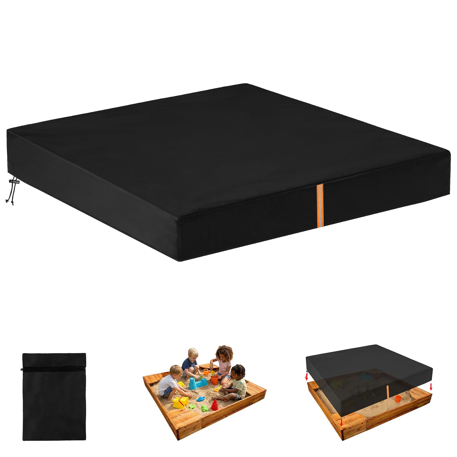 AOOWU Sandbox Cover Square, Waterproof Sand Pit Cover Dustproof Protection, Sandpit Pool Covers, Sandbox Canopy with Drawstring, Garden Sandbox Cover for Garden Pool Furniture (150x150x20cm) — image 1