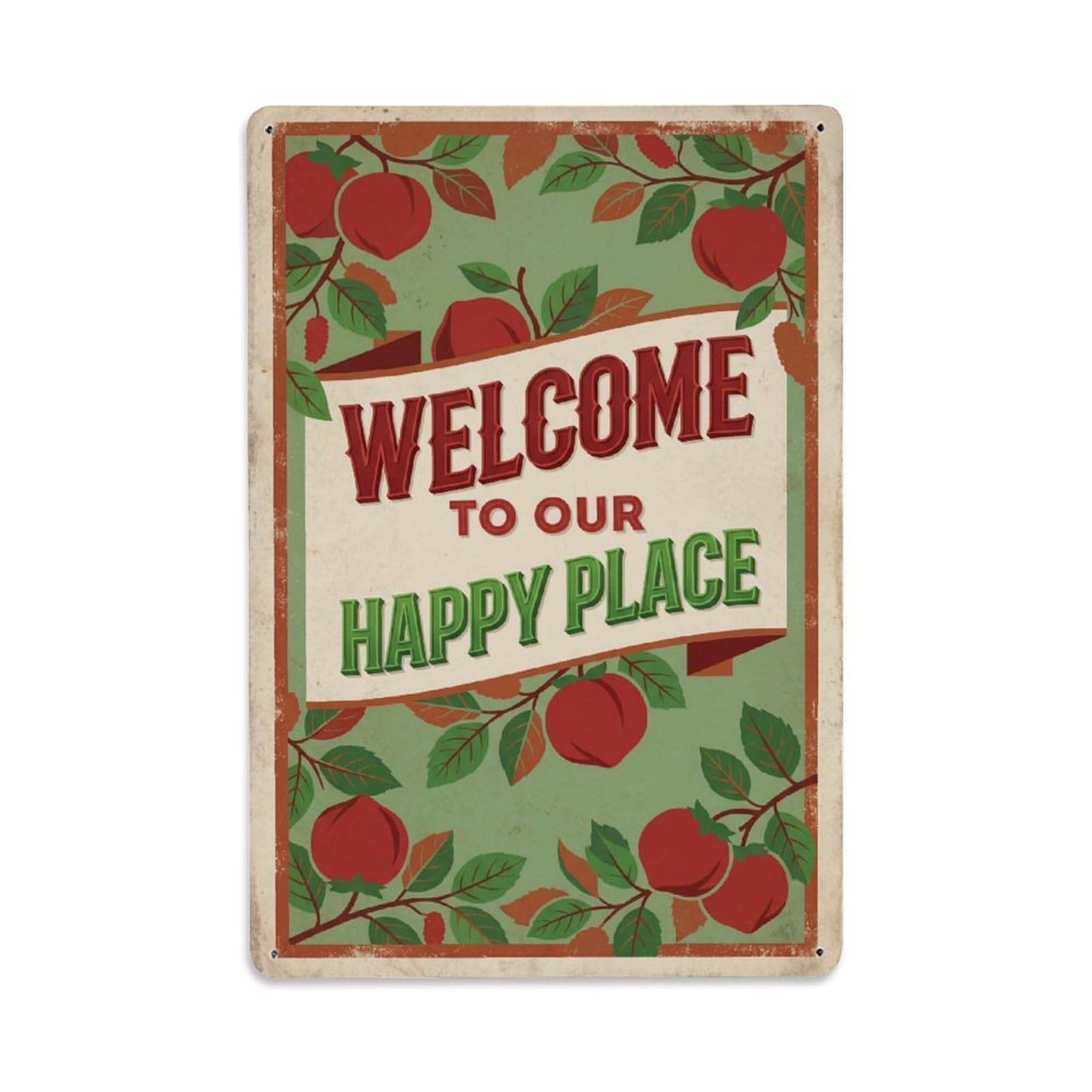 Welcome To Our Happy Place Kwai Muk Garden 1 Metal Tin Sign Plaque Wall Decor for Cafe, Club Bar, Office, Home Garden Metal Poster 8x12Inch