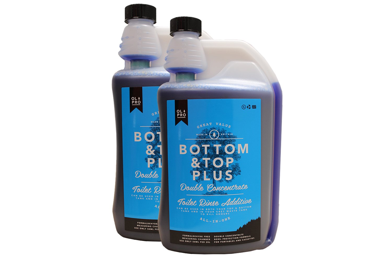OLPro Bottom & Top PLUS Two in One Toilet Fluid & Rinse - TWO BOTTLES