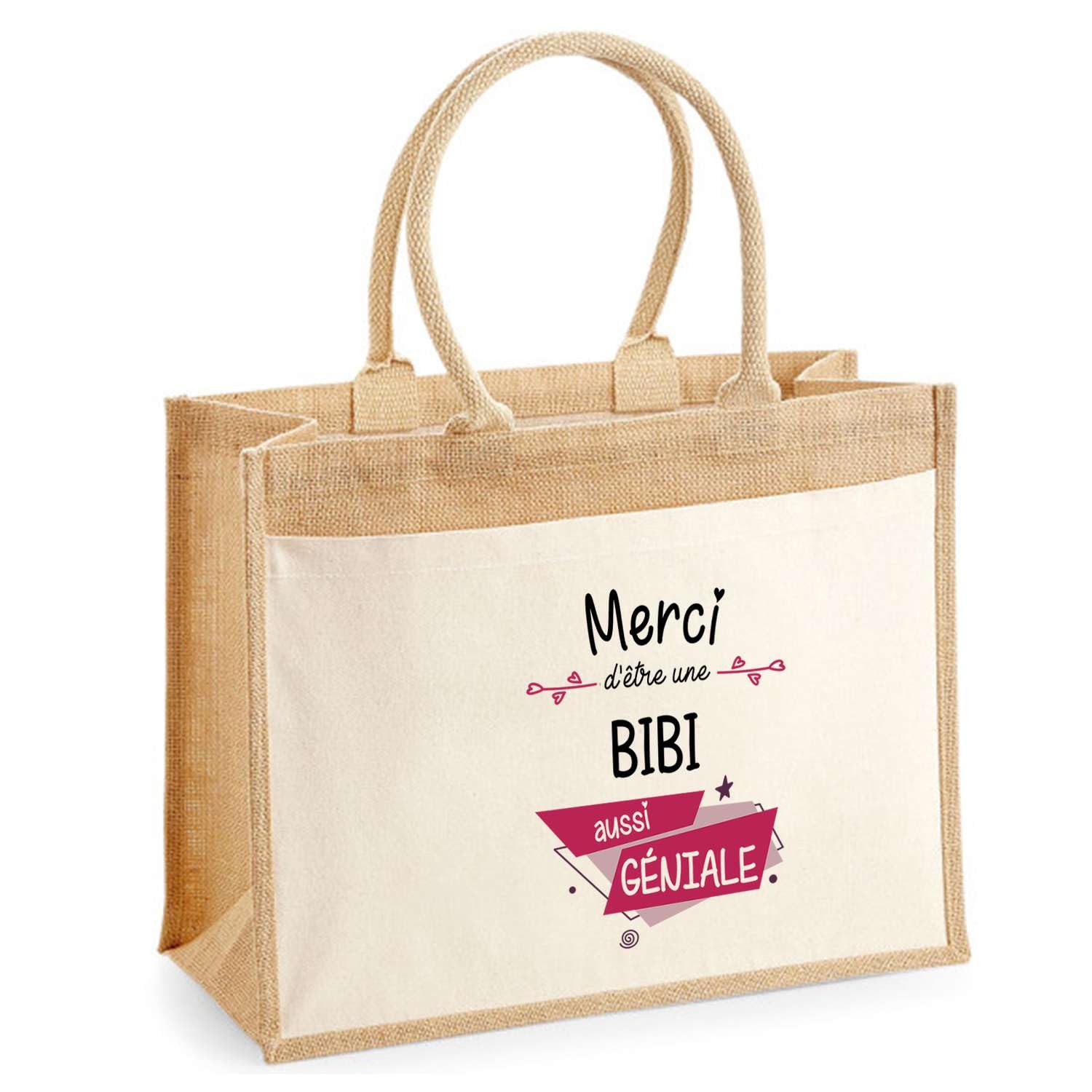 Cabas jute avec poche avant grand format pour courses et plage - 5