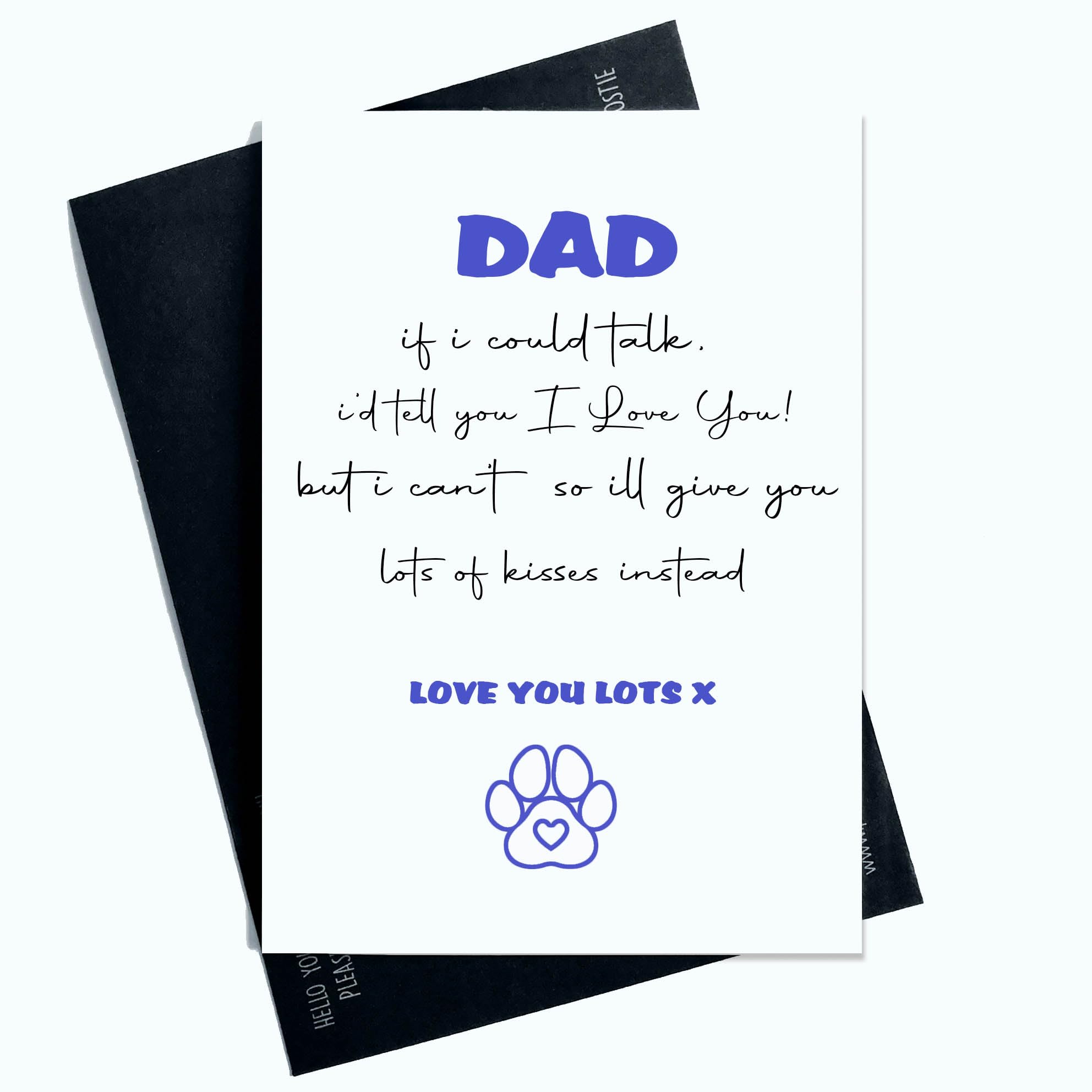 Biglietto Di Compleanno Per 'Dog Dad' – Formato A5, Con Zampa E Scritta Blu, Interno Bianco